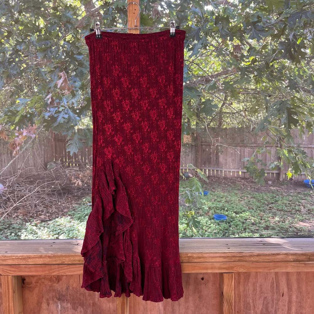 Route 66 Women's Vintage Red Pull On Maxi Skirt Size M